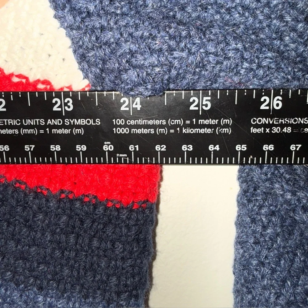 Tommy Hilfiger Navy Blue Cardigan Sweater with Red and White‎ Stripes Men’s XXL